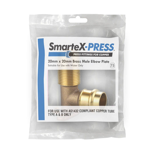 Smartex Press Male Back Plate Elbow - 20 x 20mm