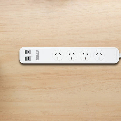 Arlec Powerboard with USB - 4 Outlet - 0.9m - White
