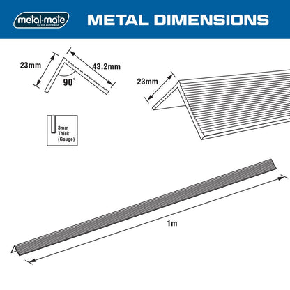 Metal Mate Aluminium Stair Nosing 43mm x 23mm Lightweight Slip Resistant
