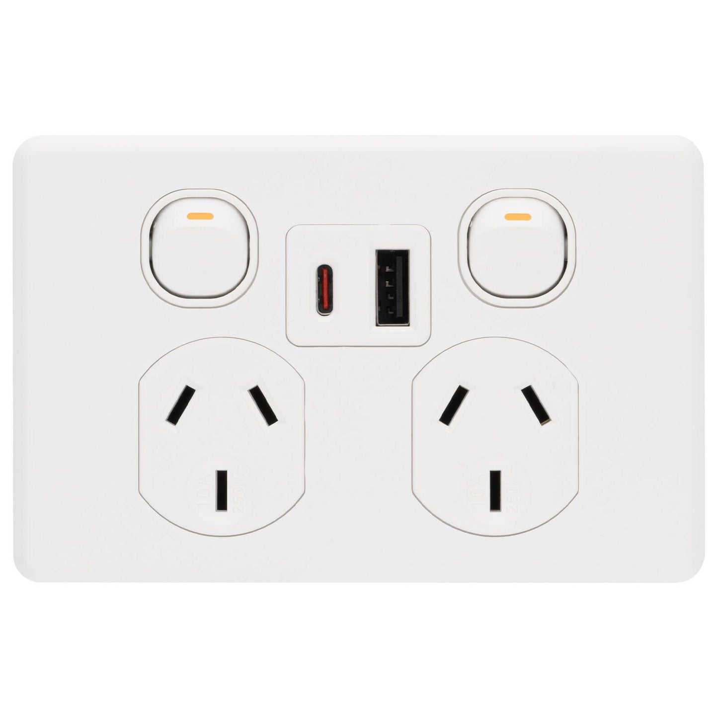 Deta Double Power Point x6 - 250mm - White - USB A+C PD20W
