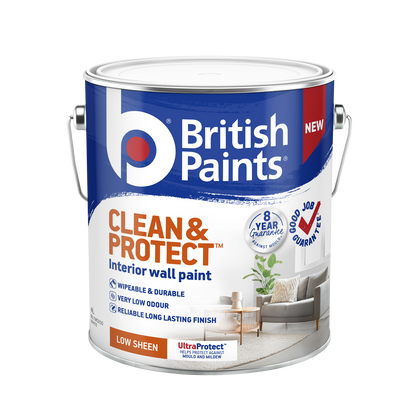 British Paints Clean and Protect Low Sheen Interior Paint - 4L - White