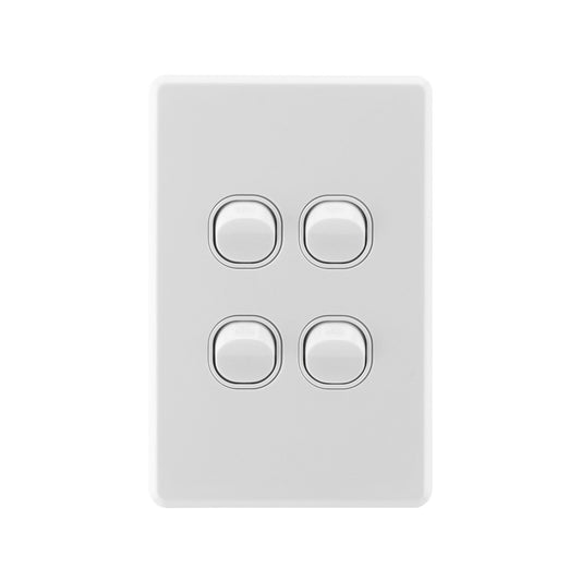 Deta S Line Gloss White Quad Vertical Wall Switch