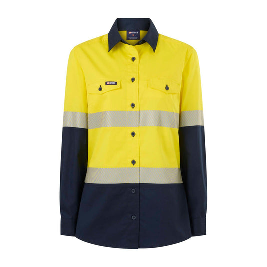 Citeco Womens Long Sleeve Shirt - Size 14 - Yellow Navy