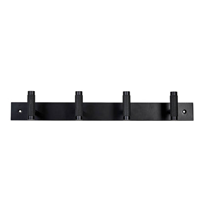 Adoored 4 Hook Black Knurled Hook Rack 400mm