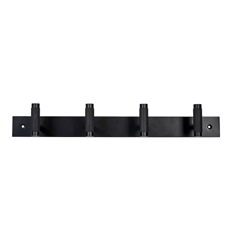 Adoored 4 Hook Black Knurled Hook Rack 400mm