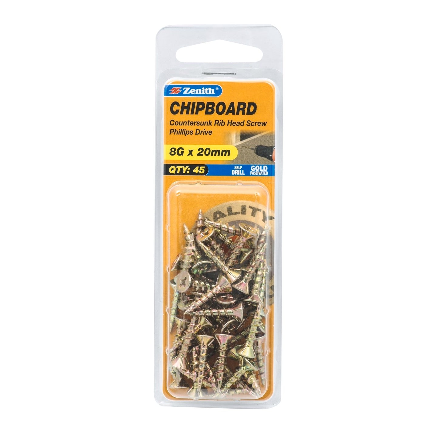 Zenith 8g x 20mm - Gold - 45 Pack