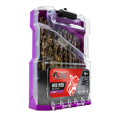 Full Boar HSS M35 Drill Bit Set - 19 Piece