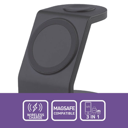 Antsig 15W 3 in 1 Magnetic Wireless Charging Stand - 98 x 108 x 98mm