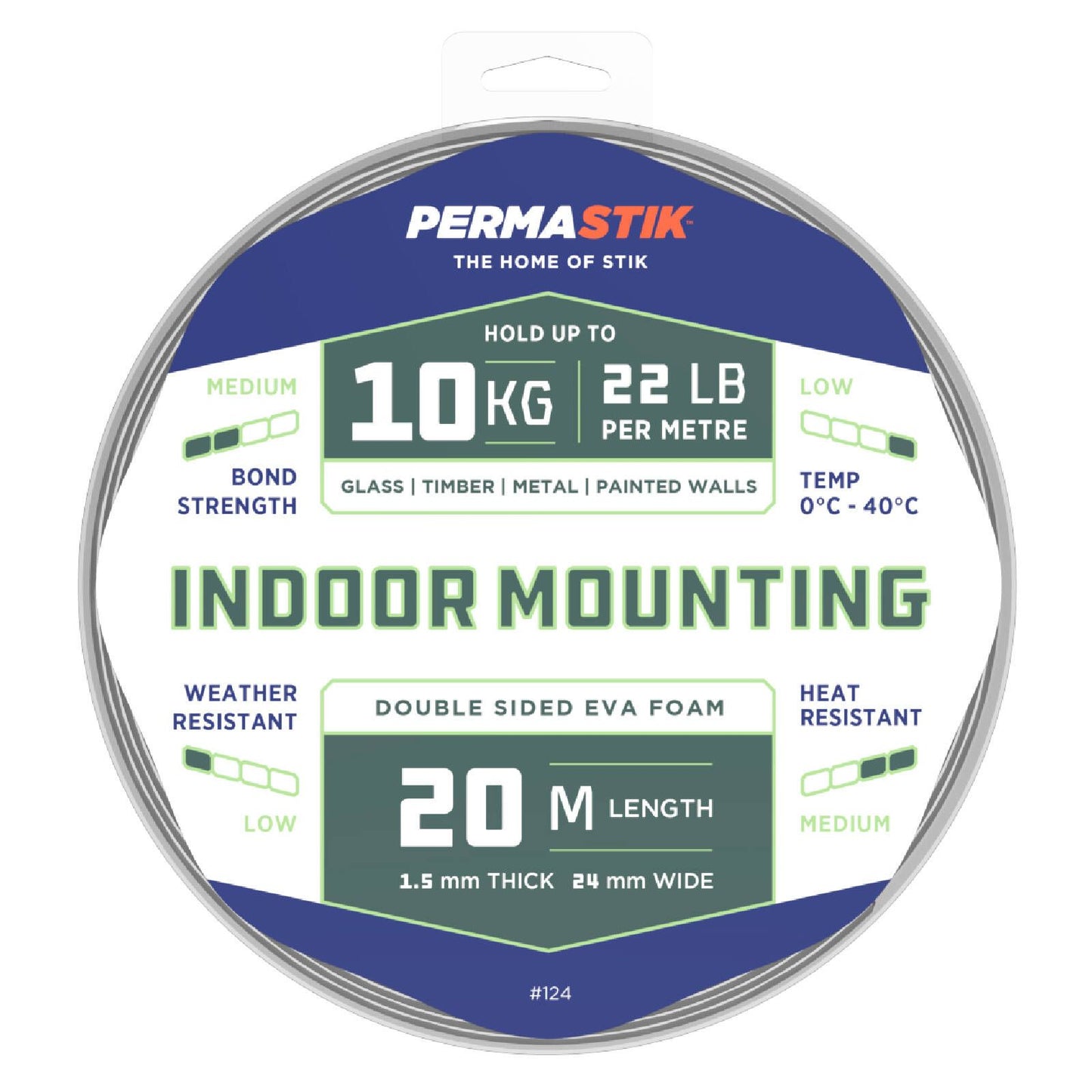 Permastik Indoor Mounting Tape - 24mm x 20m - 10kg