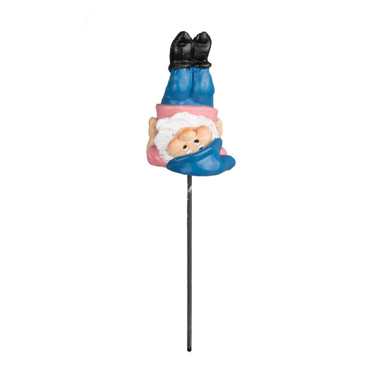Northcote Pottery Blue Hat Yoga Gnome Polyresin Decorative Garden Stake - 5 x 16cm