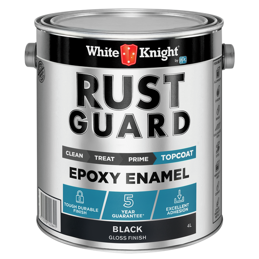 White Knight Rust Guard Black Gloss Epoxy Enamel Paint - 4L