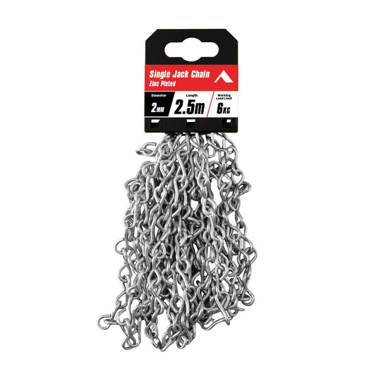 Pinnacle Zinc Plated Single Jack Chain - 2mm x 2.5m