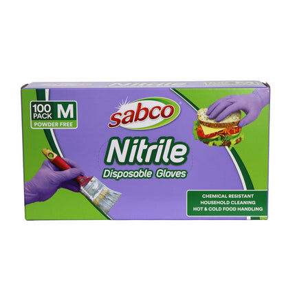 Sabco Nitrile Gloves - Medium - 100 Pack