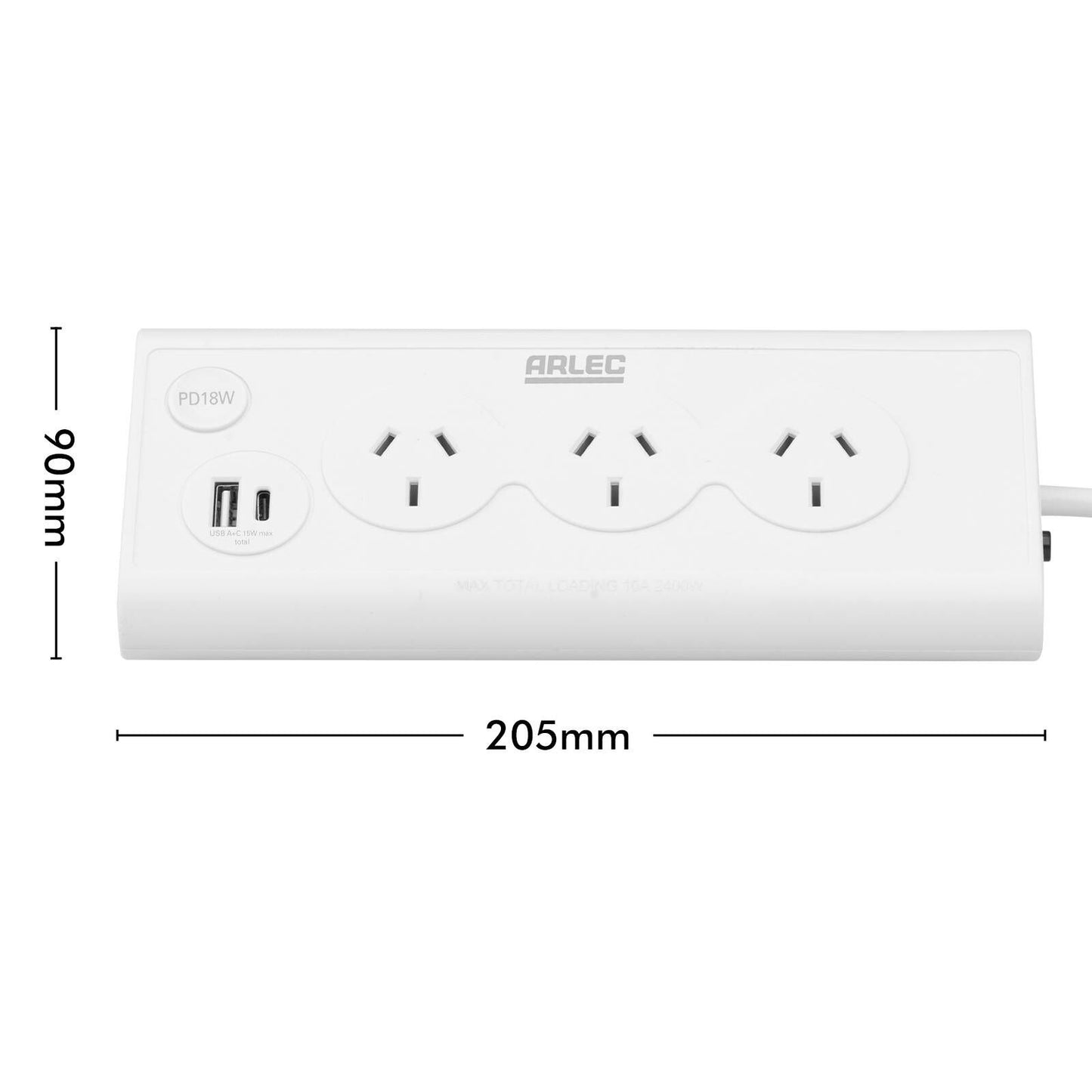 Arlec Triangular Powerboard - 3 Outlet - 70mm - White