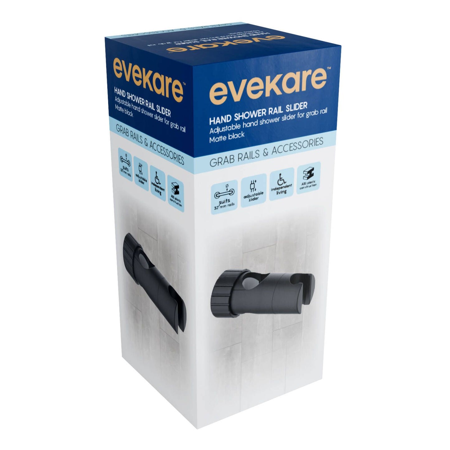 Evekare Hand Shower Rail Slider - Matte Black
