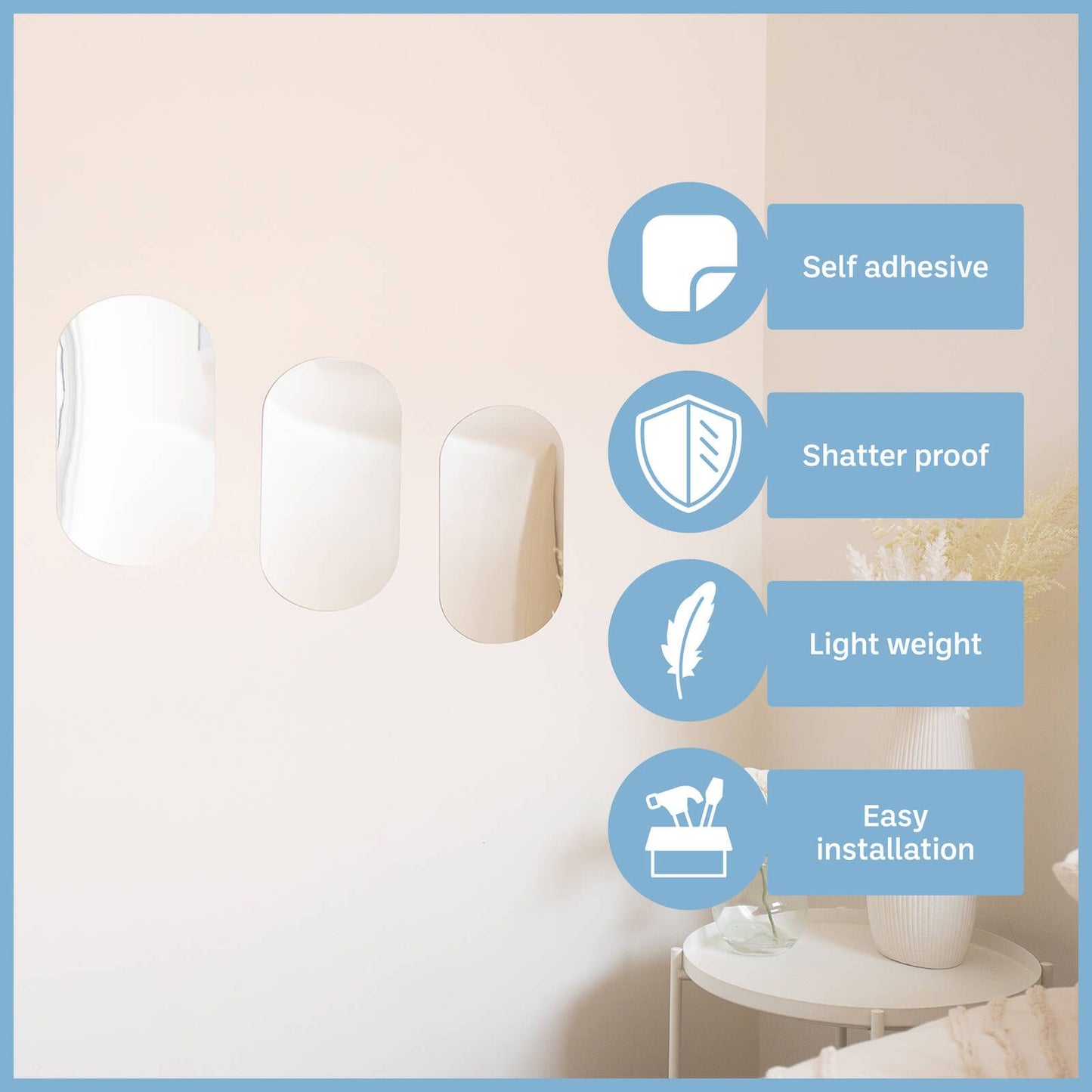 Stylit Oblong Acrylic Mirror - 200 x 300mm - 3 Pack