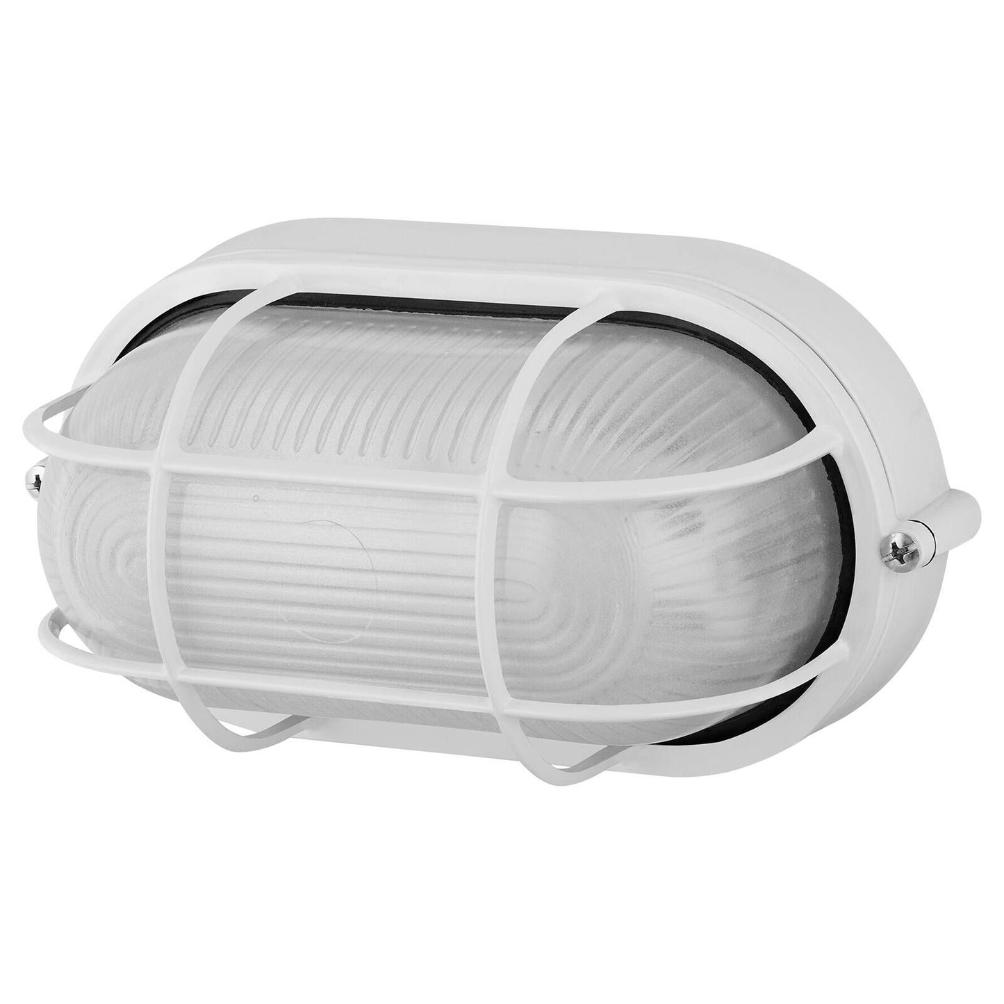 Arlec White Oval Caged Bunker Light - 60W E27