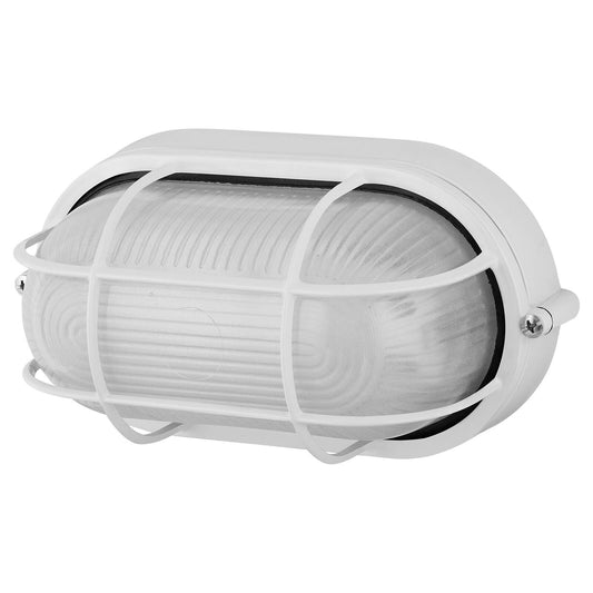 Arlec White Oval Caged Bunker Light - 60W E27