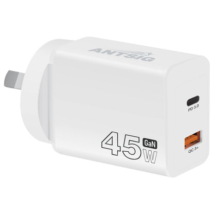 Antsig 45W 2 Port USB GaN Wall Charger - White