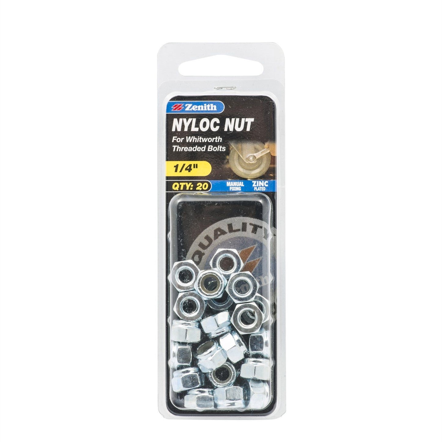Zenith Nyloc Nuts - 1/4" - 20 Pack