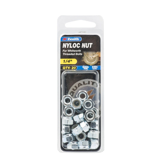Zenith Nyloc Nuts - 1/4" - 20 Pack