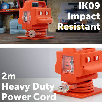 Arlec Heavy Duty Power Block - 4 Outlet - PD20W - Orange