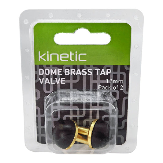 Kinetic 12mm Dome Brass Tap Valve - 2 Pack
