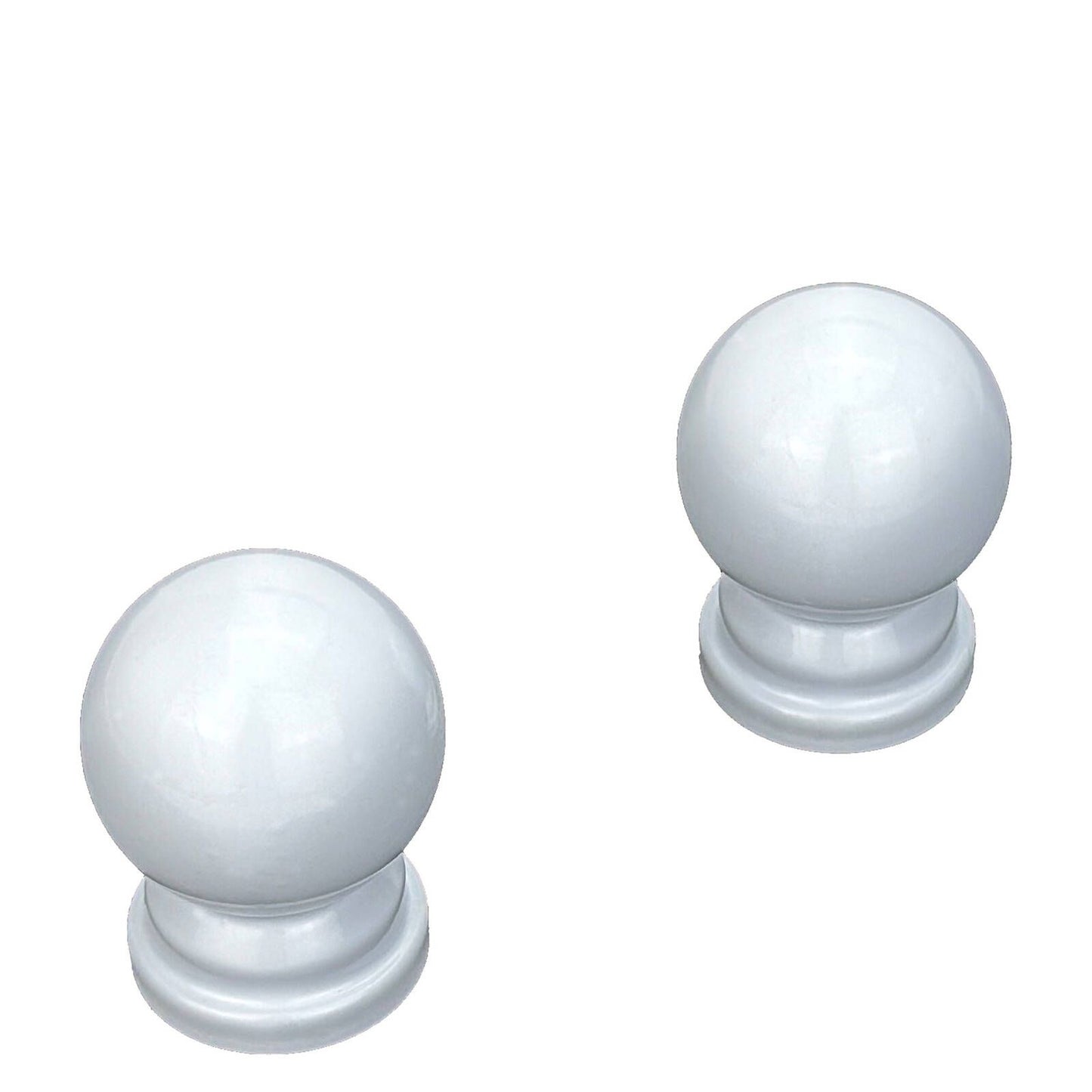 Pillar 16mm White Ball Curtain Rod Finials - 1 Pair - 70mm