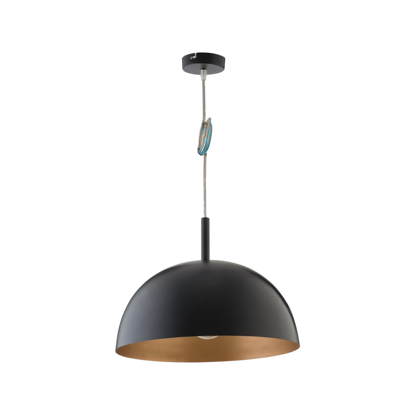 Verve Design Metal Dome Pendant Light - 60W - Black/Gold - 400mm