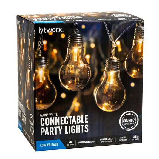 Lytworx Connectable Party Lights - 20 Bulbs - 3.8m - Warm White