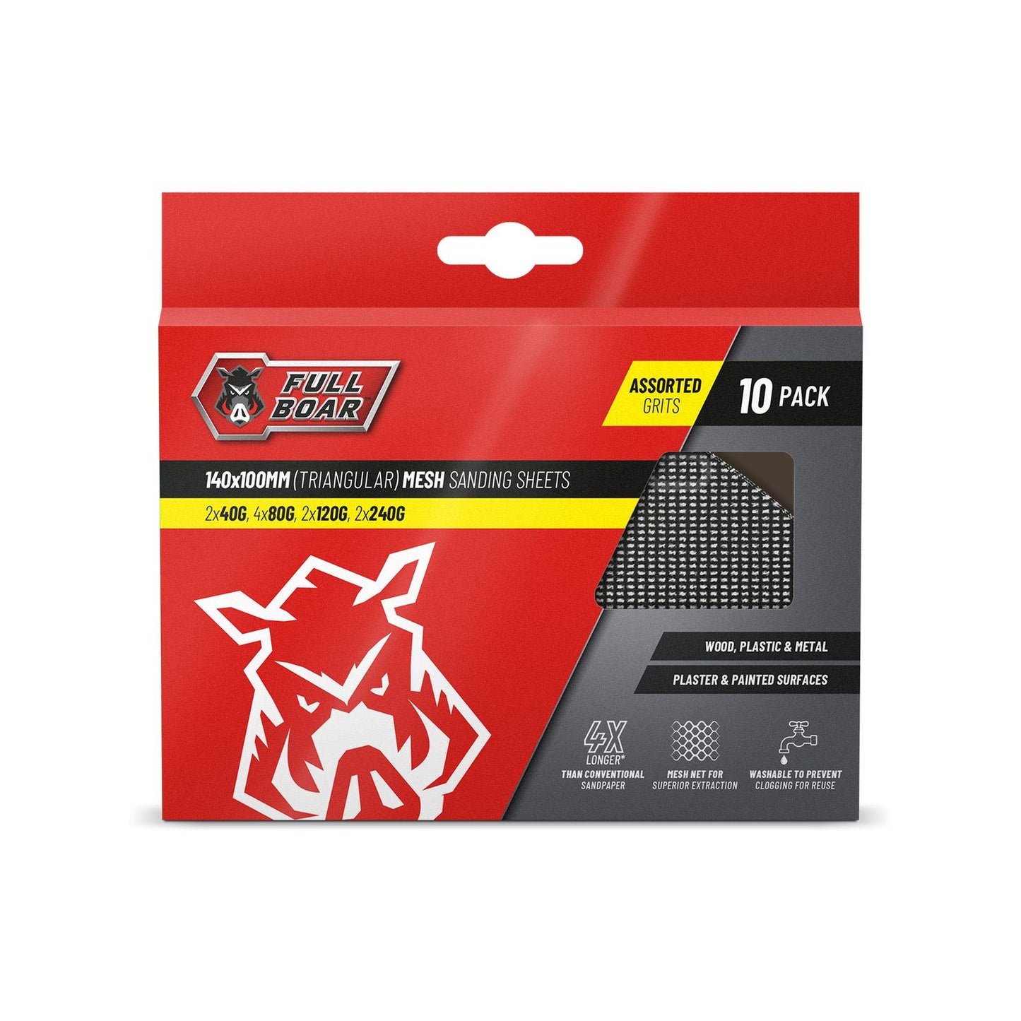 Full Boar Triangular Mesh Sanding Sheets - 100 x 140mm - 10 Pack