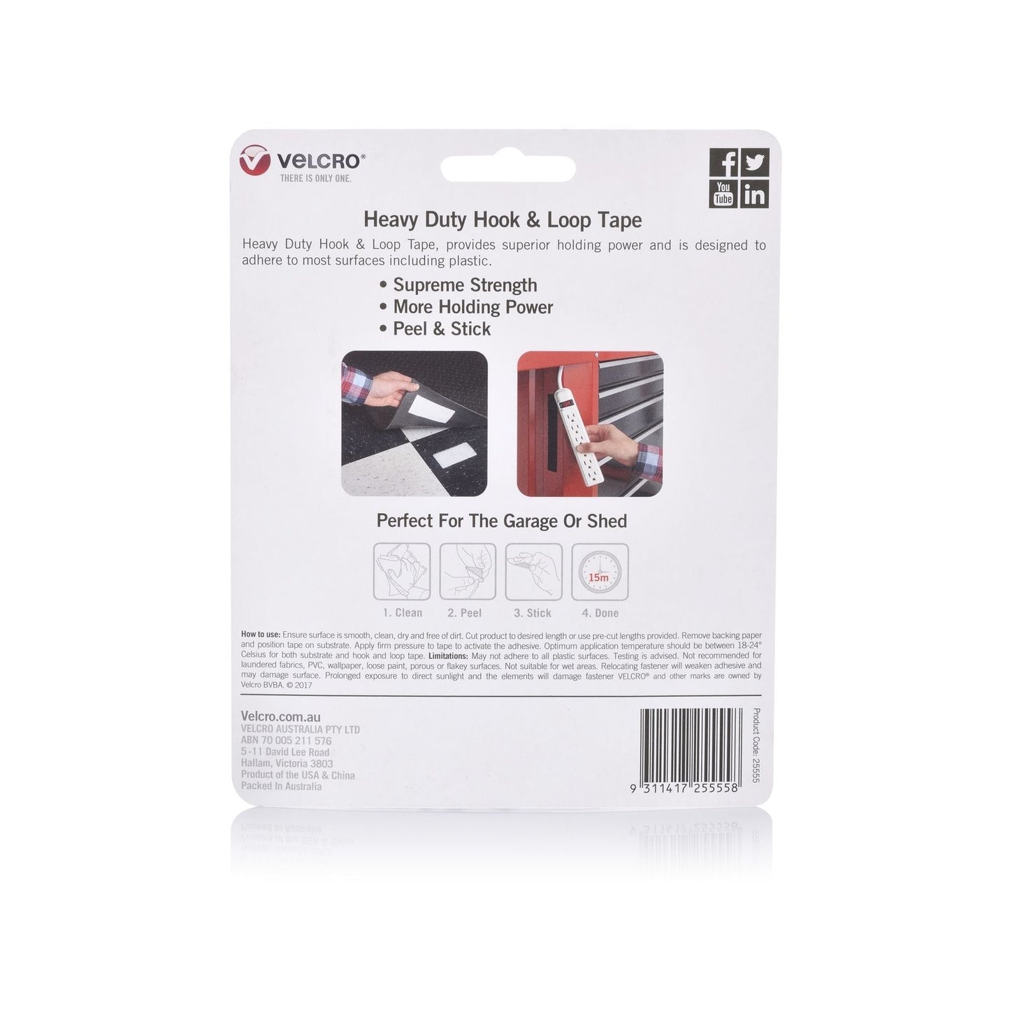 VELCRO® Brand Heavy Duty Stick On Tape - 50 x 100mm