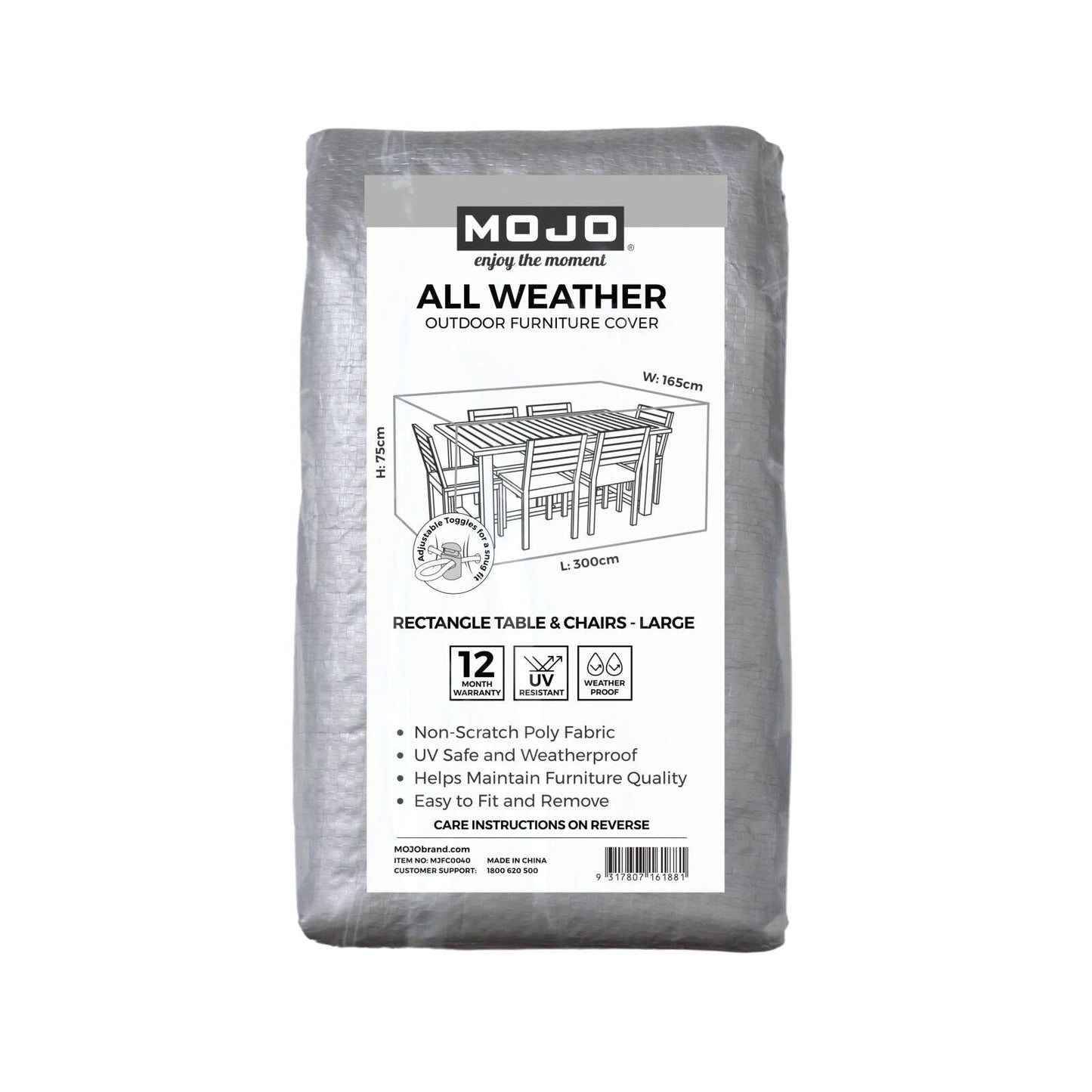 Mojo Large Rectangle Table & Chairs Cover - 3000 x 750 x 1650mm
