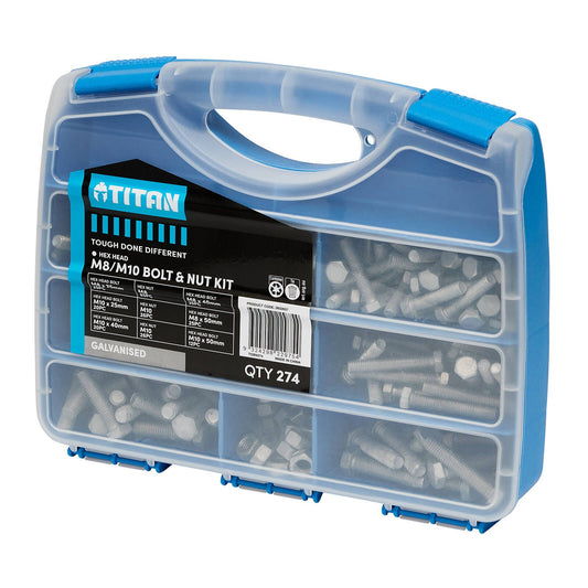 Titan Galvanised Bolt and Nut Kit - M8 M10 - 274 Piece
