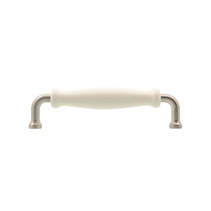Prestige Handle - 128mm - White Ceramic - Brushed Nickel - 4 Pack