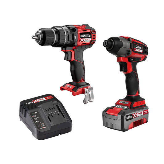 Ozito PXC 18V Brushless 13mm Hammer Drill and 220Nm Impact Driver Kit PXBHIK-400