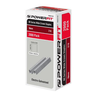 Powerfit Wide Crown Staples - 16mm - 2000 Pack