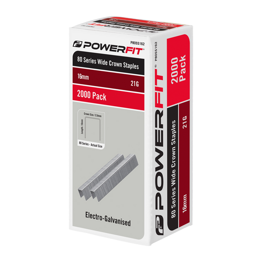 Powerfit Wide Crown Staples - 16mm - 2000 Pack