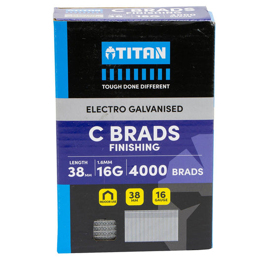 Titan Electro Galvanised Straight Collated Nail C Brads - 38 x 1.6mm - 4000 Pack