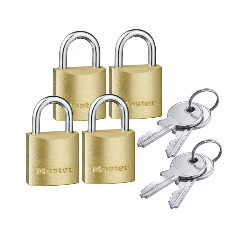Master Lock 20mm Brass Keyed Padlock 4 Pack