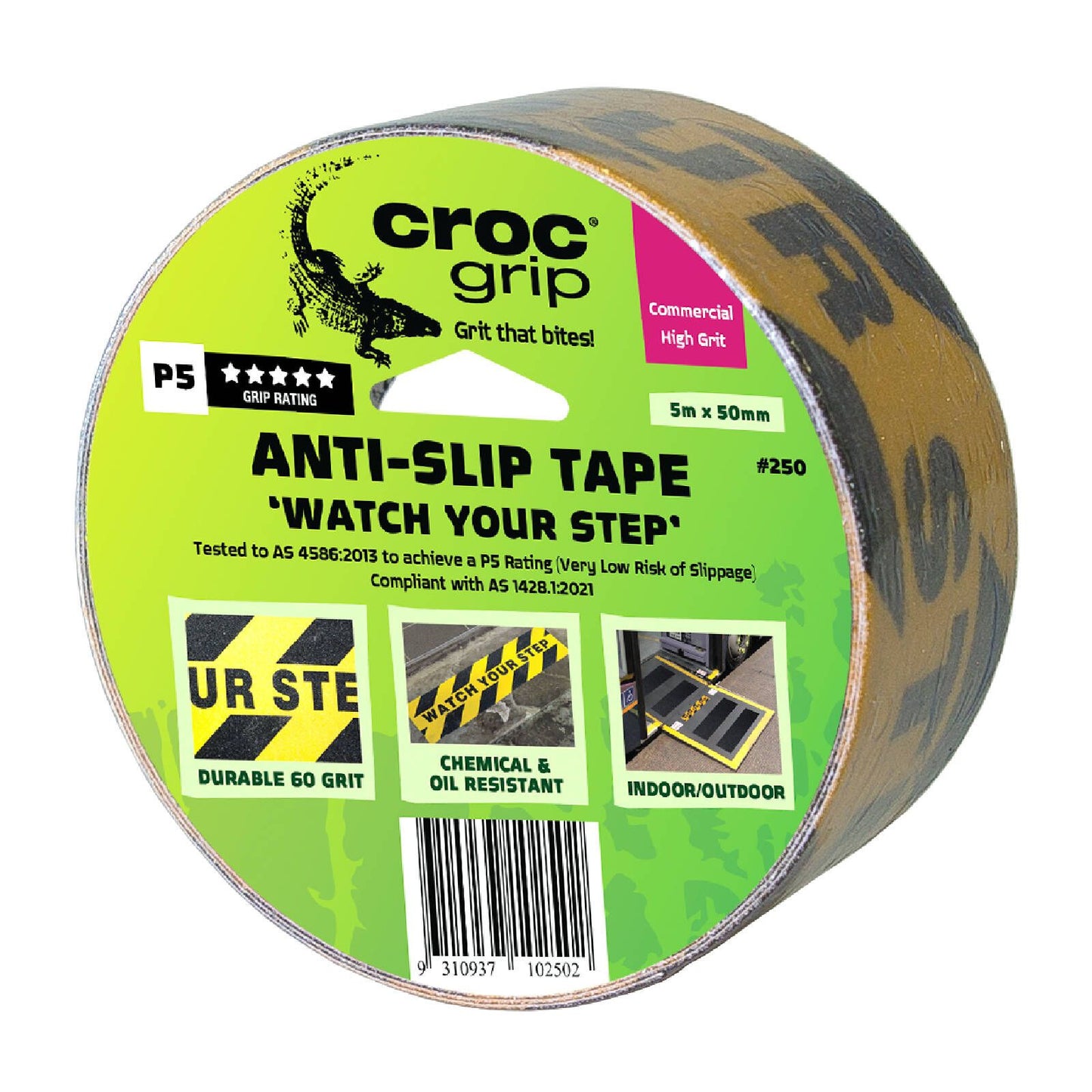 Croc Grip Anti Slip Tape - 5m x 50mm - Yellow Black