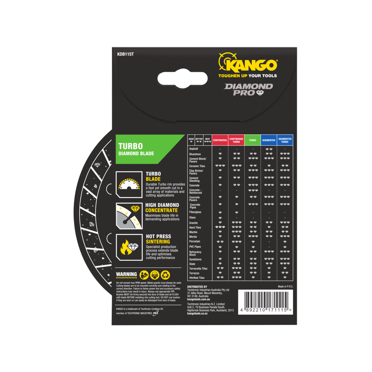 Kango Turbo Diamond Saw Blade - 115mm - Diamond - Fast Cutting