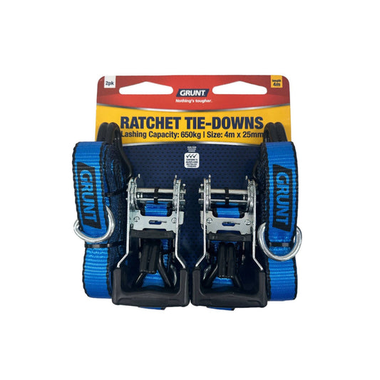 Grunt Ratchet Tie Down Straps - 25mm x 4m