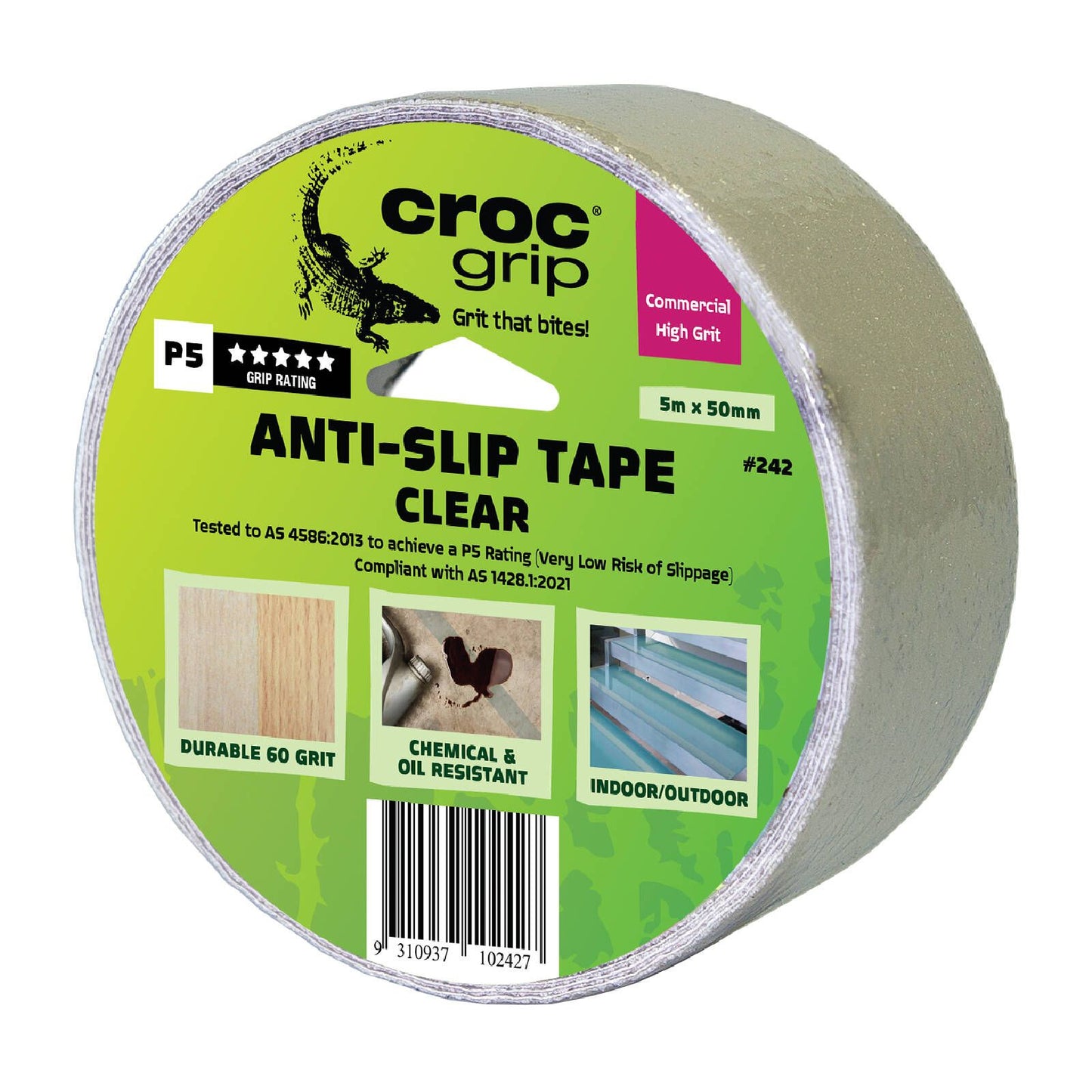 Croc Grip Anti Slip Tape - 5m x 50mm - Clear