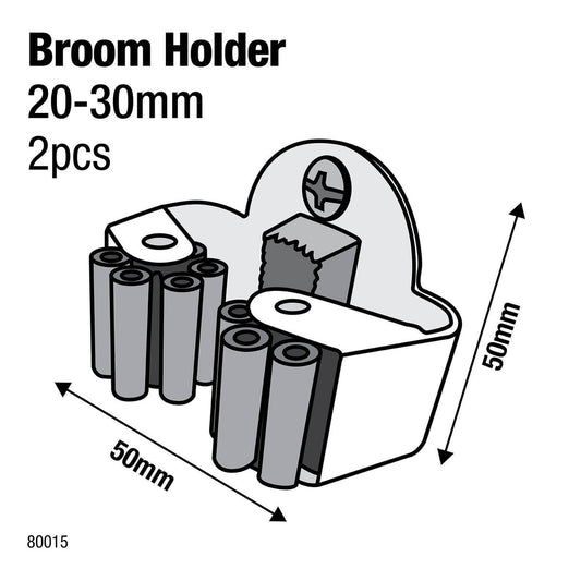 Everhang Broom Holder - 20-30mm - Plastic - Easy Installation - 2 Pack