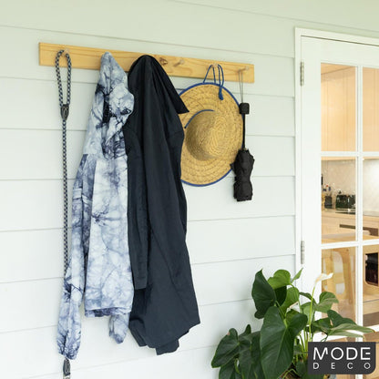Mode 6 Hook Rack - Natural Pine Board - 6 Hooks - Functional Design