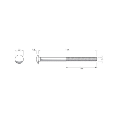 Zenith M10 Cup Head Bolt and Nut - 150mm
