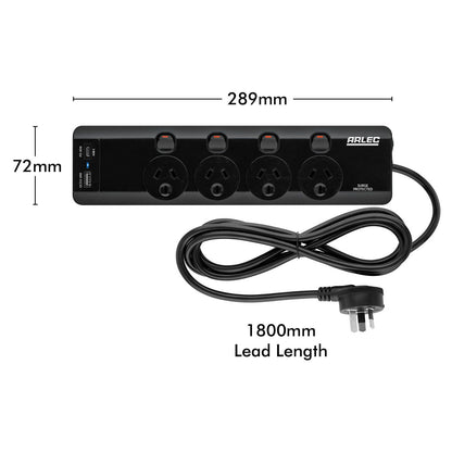 Arlec Surge Powerboard - 4 Outlet - 1.8m