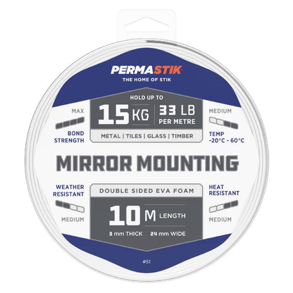 Permastik Mirror Mounting Tape - 10m x 24mm