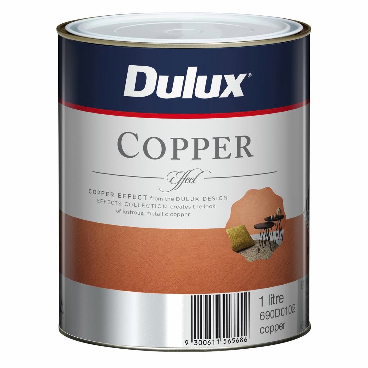 Dulux Design Copper Effect Paint 1L Water Based Metallic Finish